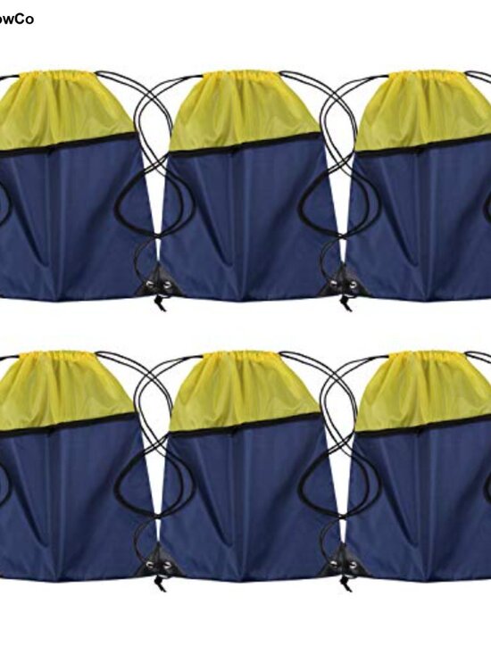 Handbags - Drawstring Backpack Gym Sack 6 Pack 210D Polyester Sports Travel Bag